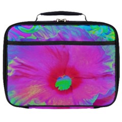 Psychedelic Pink And Red Hibiscus Flower Full Print Lunch Bag by myrubiogarden