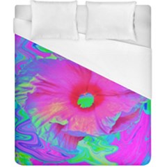 Psychedelic Pink And Red Hibiscus Flower Duvet Cover (california King Size) by myrubiogarden