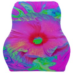 Psychedelic Pink And Red Hibiscus Flower Car Seat Velour Cushion  by myrubiogarden