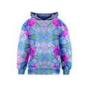 Pink And Purple Dahlia On Blue Pattern Kids  Pullover Hoodie View1