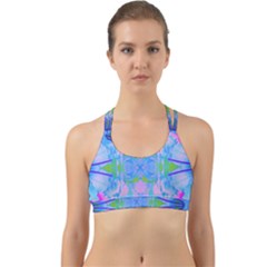 Pink And Purple Dahlia On Blue Pattern Back Web Sports Bra by myrubiogarden