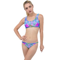 Pink And Purple Dahlia On Blue Pattern The Little Details Bikini Set by myrubiogarden