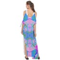 Pink And Purple Dahlia On Blue Pattern Maxi Chiffon Cover Up Dress View2