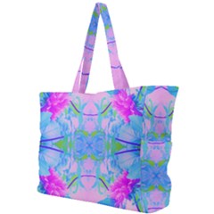 Pink And Purple Dahlia On Blue Pattern Simple Shoulder Bag by myrubiogarden