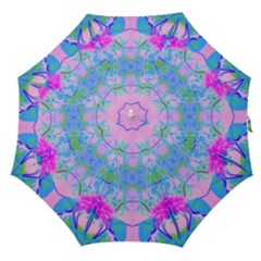 Pink And Purple Dahlia On Blue Pattern Straight Umbrellas by myrubiogarden