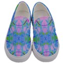 Pink And Purple Dahlia On Blue Pattern Men s Canvas Slip Ons View1