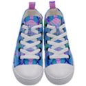 Pink And Purple Dahlia On Blue Pattern Kid s Mid-Top Canvas Sneakers View1