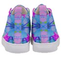 Pink And Purple Dahlia On Blue Pattern Kid s Mid-Top Canvas Sneakers View4