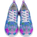 Pink And Purple Dahlia On Blue Pattern Men s Lightweight Sports Shoes View1