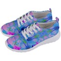 Pink And Purple Dahlia On Blue Pattern Men s Lightweight Sports Shoes View2