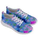 Pink And Purple Dahlia On Blue Pattern Men s Lightweight Sports Shoes View3