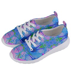 Pink And Purple Dahlia On Blue Pattern Women s Lightweight Sports Shoes by myrubiogarden