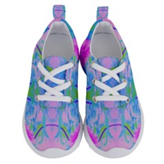 Pink And Purple Dahlia On Blue Pattern Running Shoes by myrubiogarden