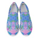 Pink And Purple Dahlia On Blue Pattern Women s Slip On Sneakers View1