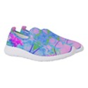 Pink And Purple Dahlia On Blue Pattern Women s Slip On Sneakers View3