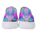 Pink And Purple Dahlia On Blue Pattern Women s Slip On Sneakers View4