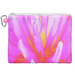 Fiery Hot Pink And Yellow Cactus Dahlia Flower Canvas Cosmetic Bag (xxl) by myrubiogarden