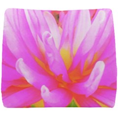 Fiery Hot Pink And Yellow Cactus Dahlia Flower Seat Cushion by myrubiogarden