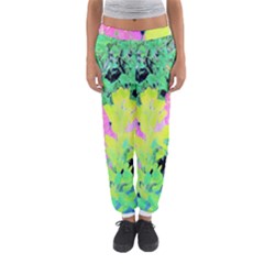 Fluorescent Yellow Smoke Tree With Pink Hydrangea Women s Jogger Sweatpants by myrubiogarden