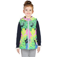 Fluorescent Yellow Smoke Tree With Pink Hydrangea Kid s Hooded Puffer Vest by myrubiogarden