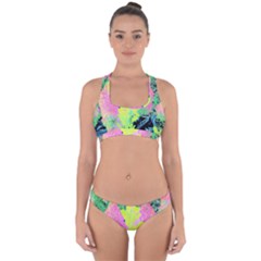 Fluorescent Yellow Smoke Tree With Pink Hydrangea Cross Back Hipster Bikini Set by myrubiogarden