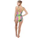 Fluorescent Yellow Smoke Tree With Pink Hydrangea High Neck One Piece Swimsuit View2