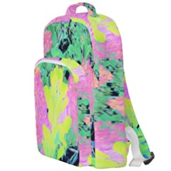 Fluorescent Yellow Smoke Tree With Pink Hydrangea Double Compartment Backpack