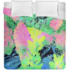 Fluorescent Yellow Smoke Tree With Pink Hydrangea Duvet Cover Double Side (king Size) by myrubiogarden