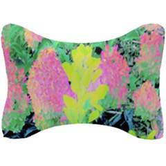 Fluorescent Yellow Smoke Tree With Pink Hydrangea Seat Head Rest Cushion by myrubiogarden