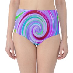 Groovy Abstract Red Swirl On Purple And Pink Classic High-waist Bikini Bottoms by myrubiogarden