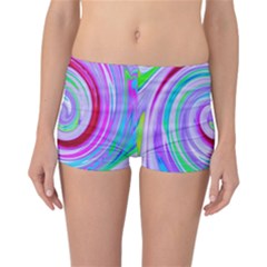 Groovy Abstract Red Swirl On Purple And Pink Reversible Boyleg Bikini Bottoms by myrubiogarden