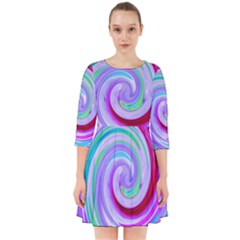 Groovy Abstract Red Swirl On Purple And Pink Smock Dress by myrubiogarden