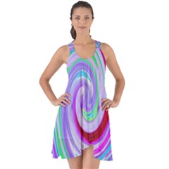 Groovy Abstract Red Swirl On Purple And Pink Show Some Back Chiffon Dress by myrubiogarden