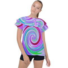 Groovy Abstract Red Swirl On Purple And Pink Ruffle Collar Chiffon Blouse