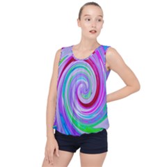 Groovy Abstract Red Swirl On Purple And Pink Bubble Hem Chiffon Tank Top by myrubiogarden