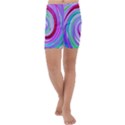 Groovy Abstract Red Swirl On Purple And Pink Kids  Lightweight Velour Capri Yoga Leggings View1