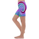 Groovy Abstract Red Swirl On Purple And Pink Kids  Lightweight Velour Capri Yoga Leggings View2