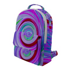 Groovy Abstract Red Swirl On Purple And Pink Flap Pocket Backpack (large) by myrubiogarden