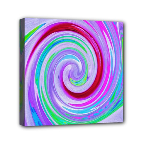 Groovy Abstract Red Swirl On Purple And Pink Mini Canvas 6  X 6  (stretched) by myrubiogarden