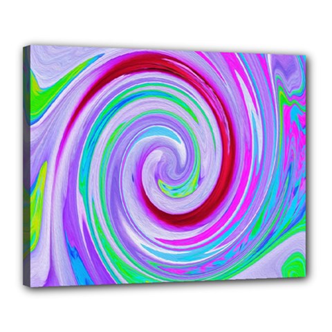 Groovy Abstract Red Swirl On Purple And Pink Canvas 20  X 16  (stretched) by myrubiogarden