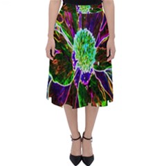 Abstract Garden Peony In Black And Blue Classic Midi Skirt by myrubiogarden