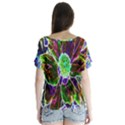 Abstract Garden Peony In Black And Blue V-Neck Flutter Sleeve Top View2