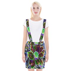 Abstract Garden Peony In Black And Blue Braces Suspender Skirt by myrubiogarden