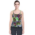 Abstract Garden Peony In Black And Blue Velvet Spaghetti Strap Top View1