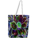 Abstract Garden Peony In Black And Blue Full Print Rope Handle Tote (Large) View1