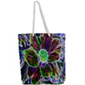 Abstract Garden Peony In Black And Blue Full Print Rope Handle Tote (Large) View2