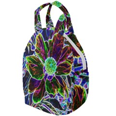 Abstract Garden Peony In Black And Blue Travel Backpacks