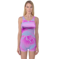 Perfect Hot Pink And Light Blue Rose Detail One Piece Boyleg Swimsuit by myrubiogarden