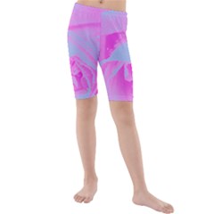 Perfect Hot Pink And Light Blue Rose Detail Kids  Mid Length Swim Shorts by myrubiogarden