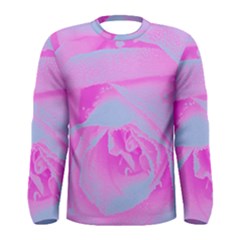 Perfect Hot Pink And Light Blue Rose Detail Men s Long Sleeve Tee by myrubiogarden